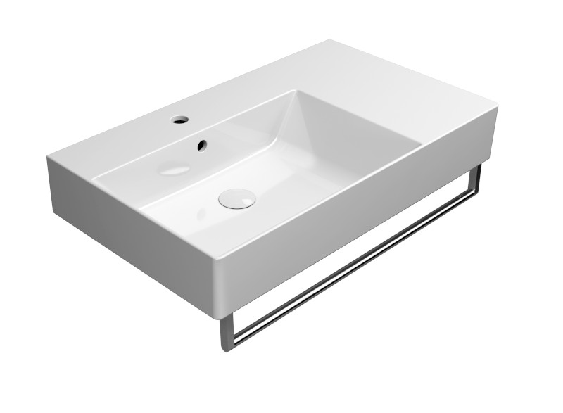 KUBE X keramické umyvadlo 80x47cm, s odkládací plochou vpravo, bílá ExtraGlaze 9456111