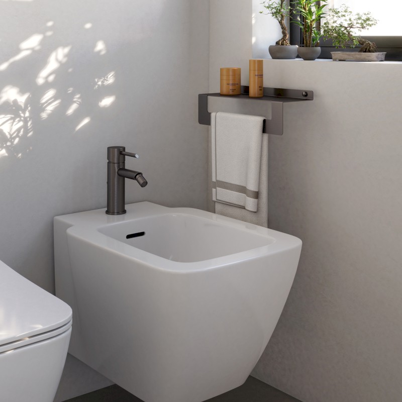 CLEO polička s držákem ručníků 300mm, gun metal 2019813