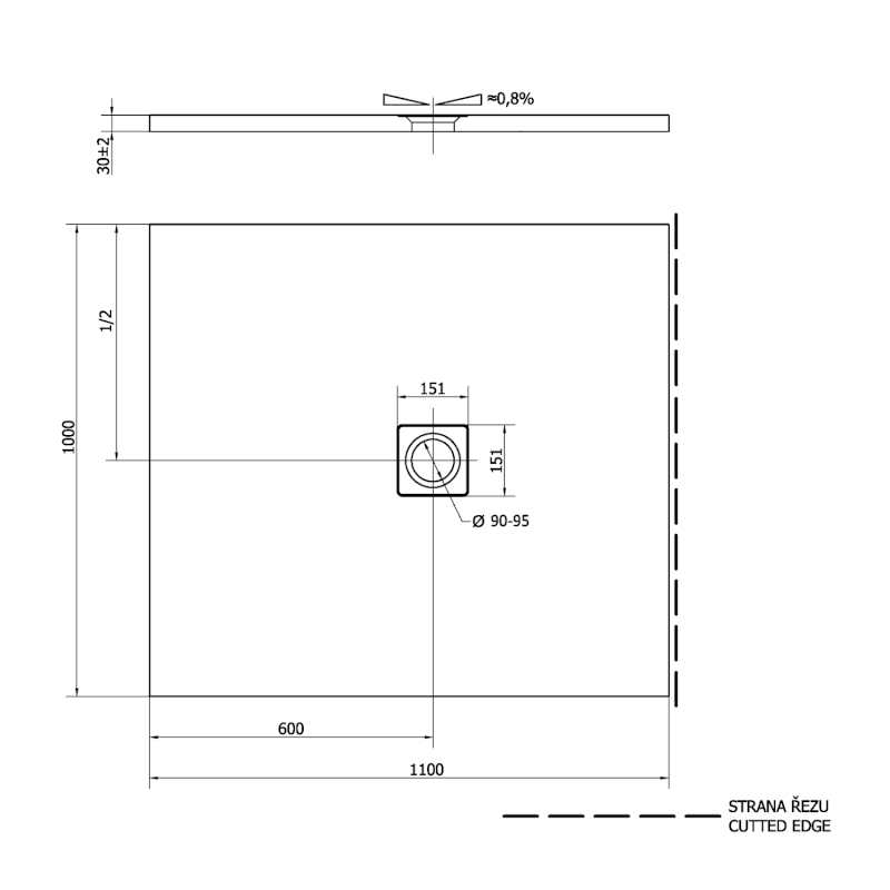 FLEXIA vanička z litého mramoru s možností úpravy rozměru, 110x100cm, béžová mat 72922.81