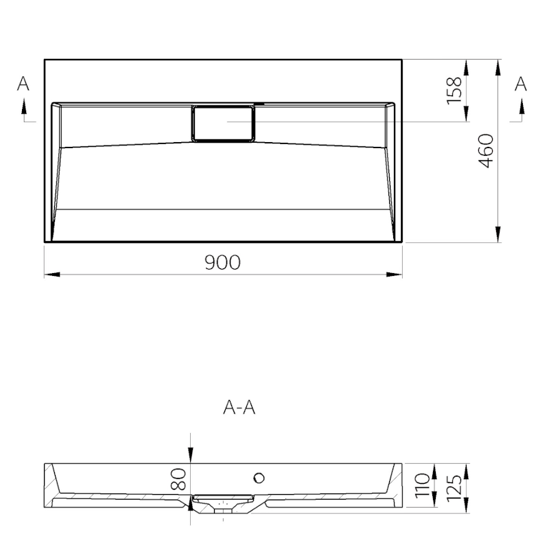 AMUR umyvadlo, litý mramor, 90x46cm, kryt výpusti, bez otvoru, bílá 55032-0