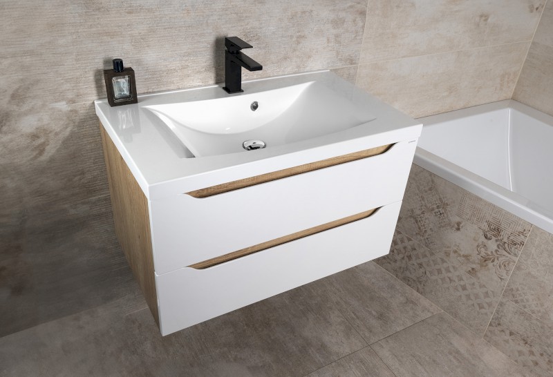 WAVE umyvadlová skříňka 79,7x45x47,8cm, bílá/dub collingwood WA080-3019