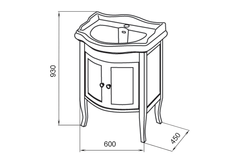 RETRO umyvadlová skříňka 60x80x45cm, buk 735140