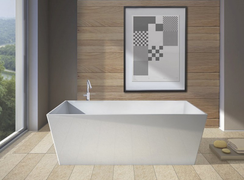 KVADRIE volně stojící vana 1590x650x550mm, litý mramor, bílá lesk GVKV1590