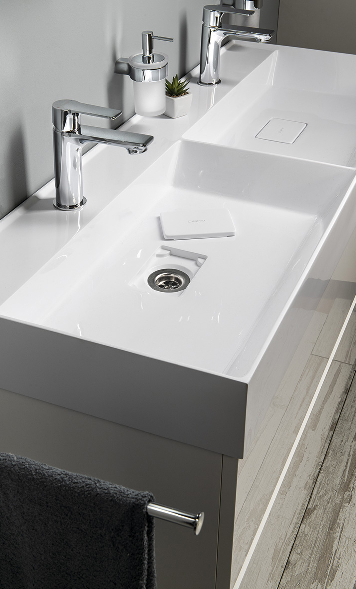 GODIVA dvojumyvadlo, litý mramor, 119x44cm, bílá GU119