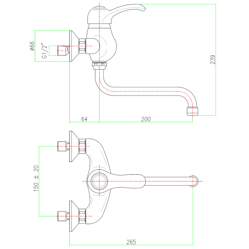 KIRKÉ nástěnná baterie, zlato KI15Z