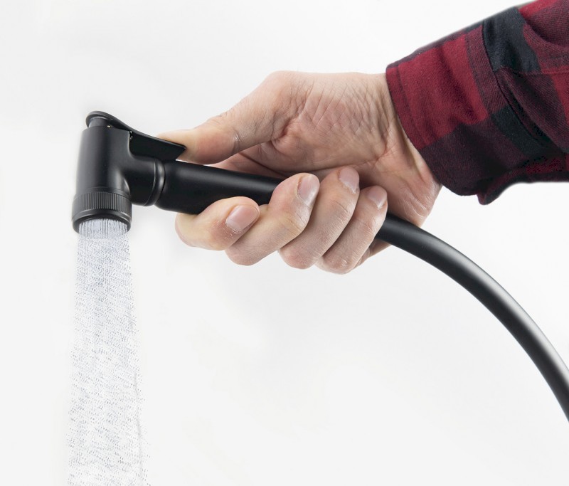 Podomítková bidetová baterie se Stop sprškou, kulatá, černá mat 1103-15