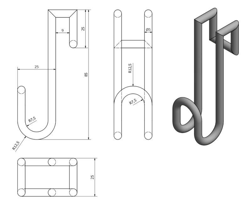 Závěsný háček na sprchové zástěny, chrom 37020