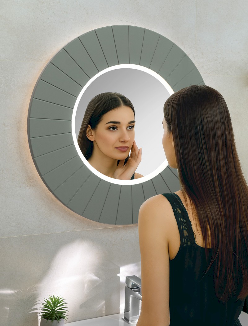 LUMIRO STRIP kulaté zrcadlo s LED osvětlením v rámu ø 75cm, verde LR750-4444S
