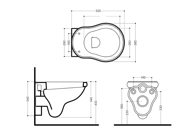 RETRO závěsná WC mísa, 38x52cm, černá mat 101531
