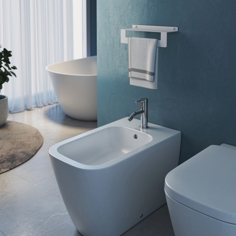 CLEO polička s držákem ručníků 300mm, bílá mat 2019023