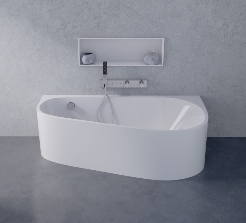 PROJEKTA DR MONOLITH nástěnná stojící vana 156x77x60cm, bílá 21111MDR