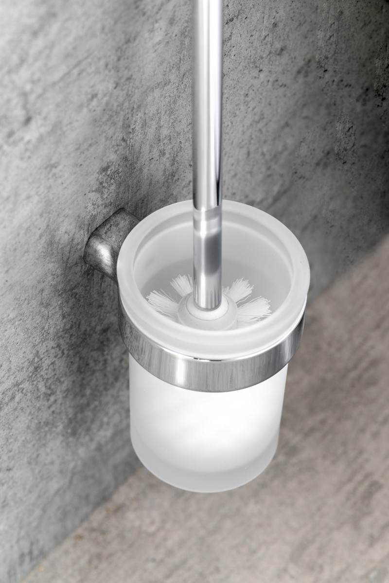 PIRENEI WC štětka závěsná, mléčné sklo, chrom PI330313
