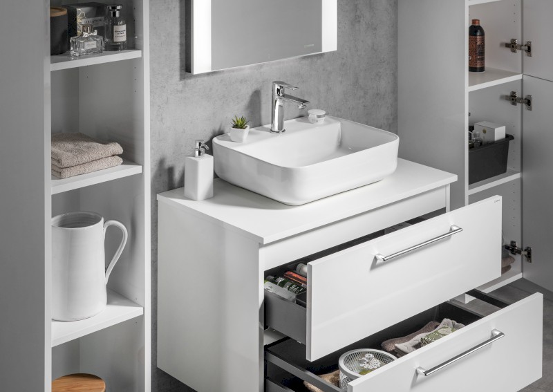 CIRASA umyvadlová skříňka 79,8x52x46cm, bílá lesk CR801-3030