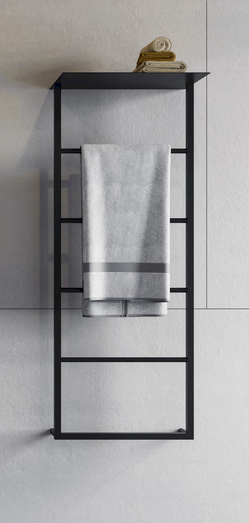 SKA nástěnný sušák ručníků s policí 454x1184x252mm, černá mat SKA701