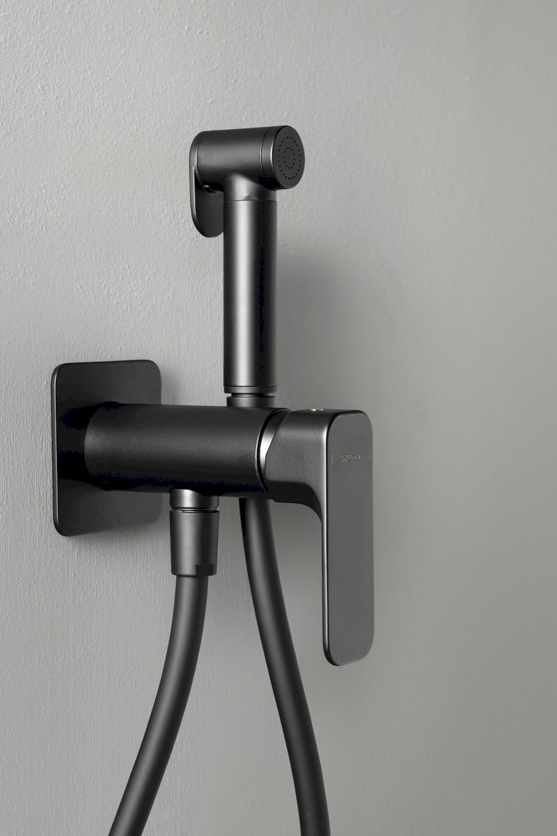 SPY podomítková bidetová baterie se Stop sprškou, černá mat PY13/15