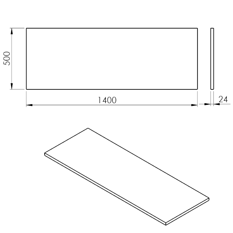PLATO deska Rockstone 1400x24x500mm, bílá mat PL140-0101