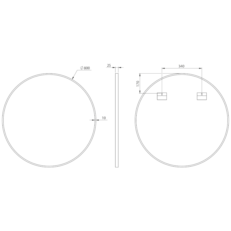 AROWANA kulaté zrcadlo v rámu ø 80cm, černá mat AWB080