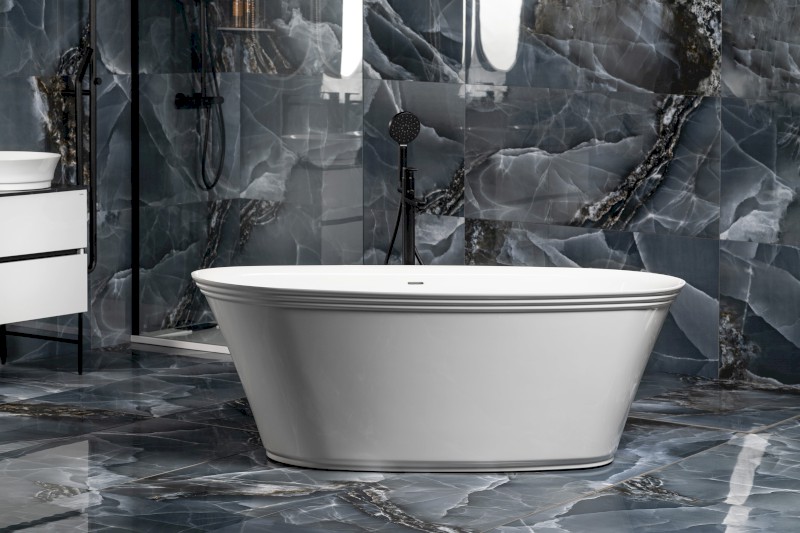 FLORINA volně stojící vana litý mramor, 170x80x61cm, bílá 93858