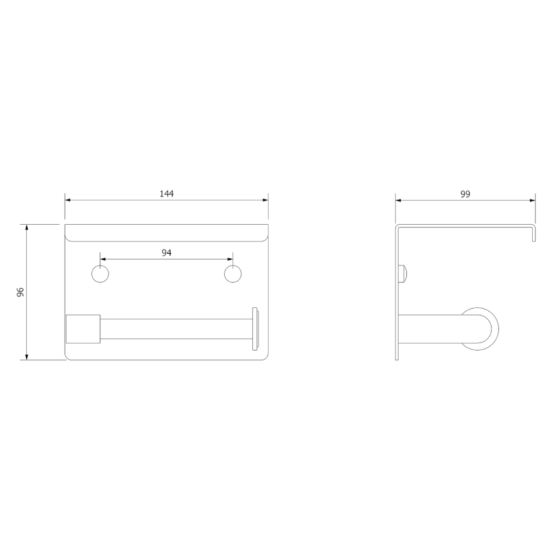 Držák toaletního papíru s poličkou, černá matná 283914