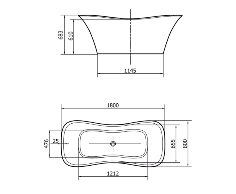 FLORA volně stojící vana litý mramor 180x80x67cm, bílá 99713