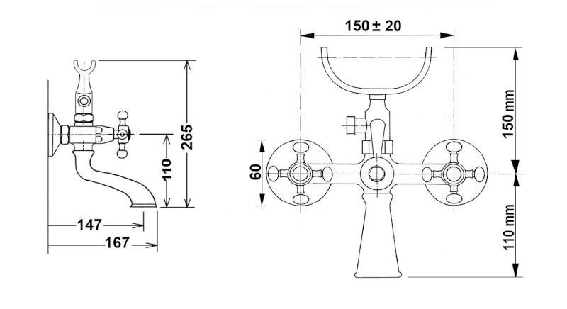 ANTEA nástěnná vanová baterie kompletní, chrom 3011