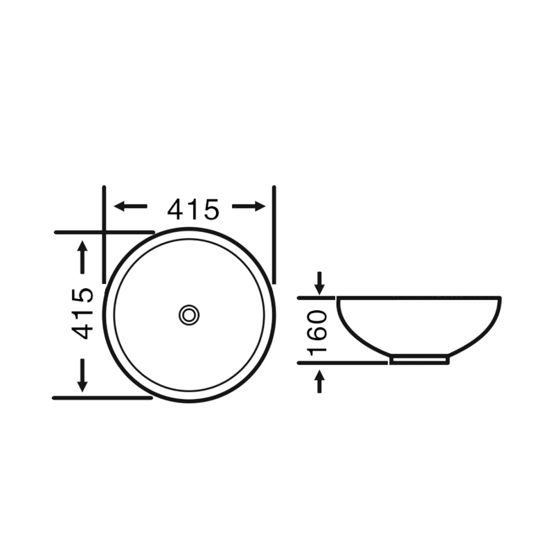 Keramické umyvadlo na desku, Ø 40cm, bílá 40155