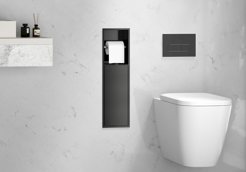 DENBO zapuštěný držák toaletního papíru do obkladu, 600x170 mm, nerez, gun metal 1301-60B