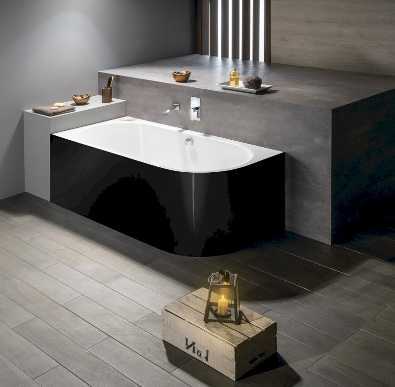 VIVA L MONOLITH asymetrická vana 170x75x60cm, bílá/černá 70119MB
