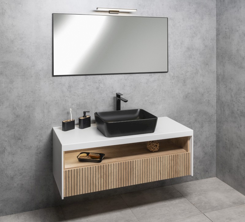 SAND/NUBES keramické umyvadlo na desku 50x38cm, černá mat 903726