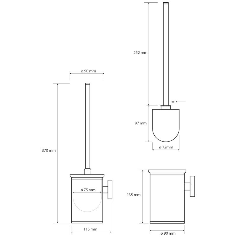 X-STEEL WC štětka závěsná, nerez mat XS305