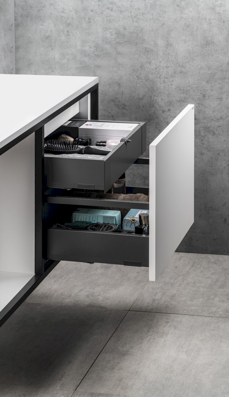 SKARA umyvadlová skříňka 100x49,5x46,5cm, černá mat/bílá mat CG004-3131