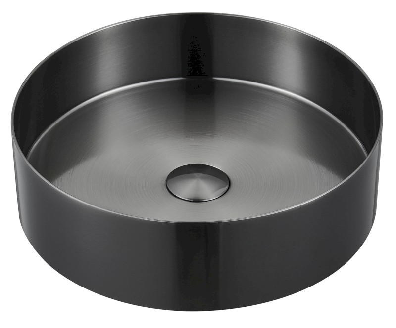 AURUM nerezové umyvadlo na desku, průměr 38cm, včetně výpusti, gun metal AU101