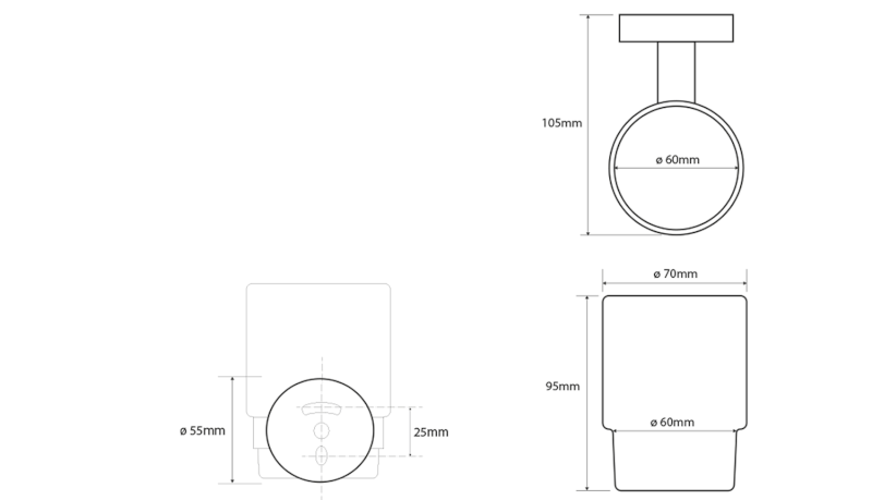 X-ROUND sklenka, mléčné sklo, chrom XR903