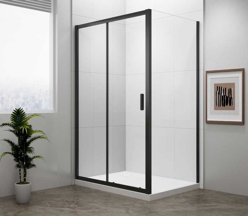 EASY BLACK boční stěna 700mm, čiré sklo EL3115B