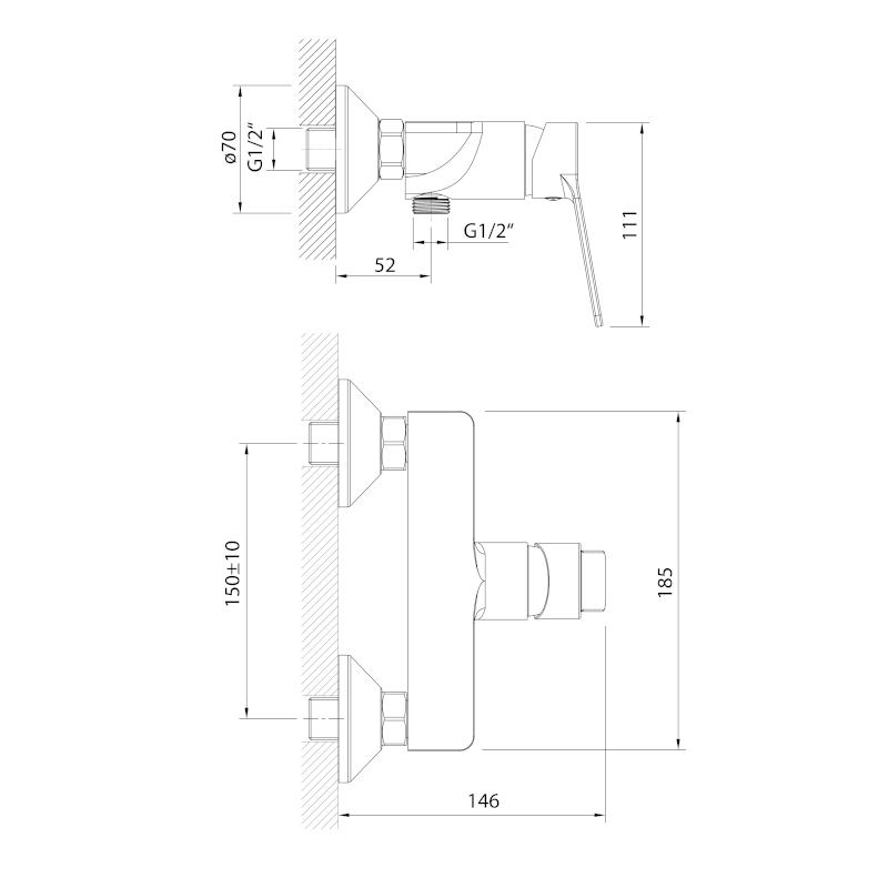 SINTRA nástěnná sprchová baterie, chrom SX011