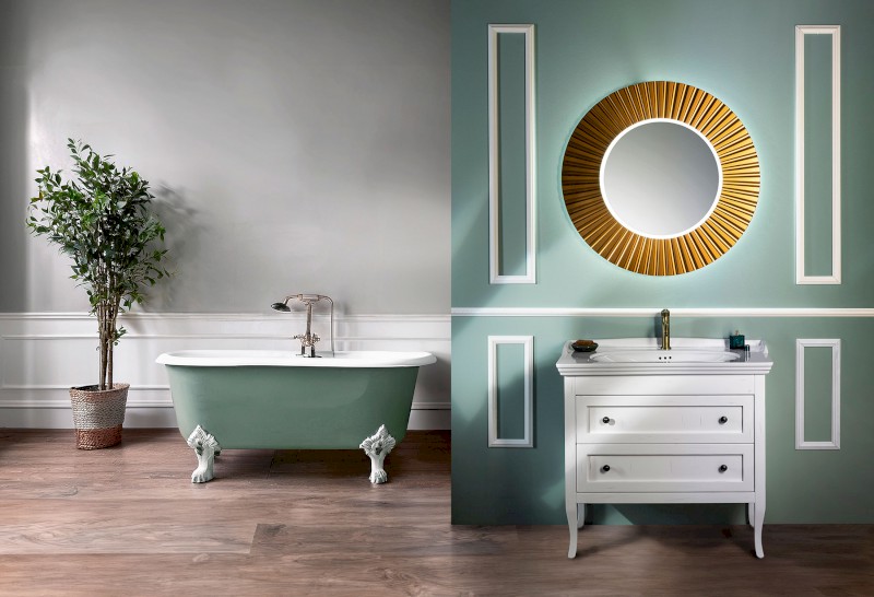 PRIDE STRIP kulaté zrcadlo s LED osvětlením v rámu ø 75cm, bronz PD754