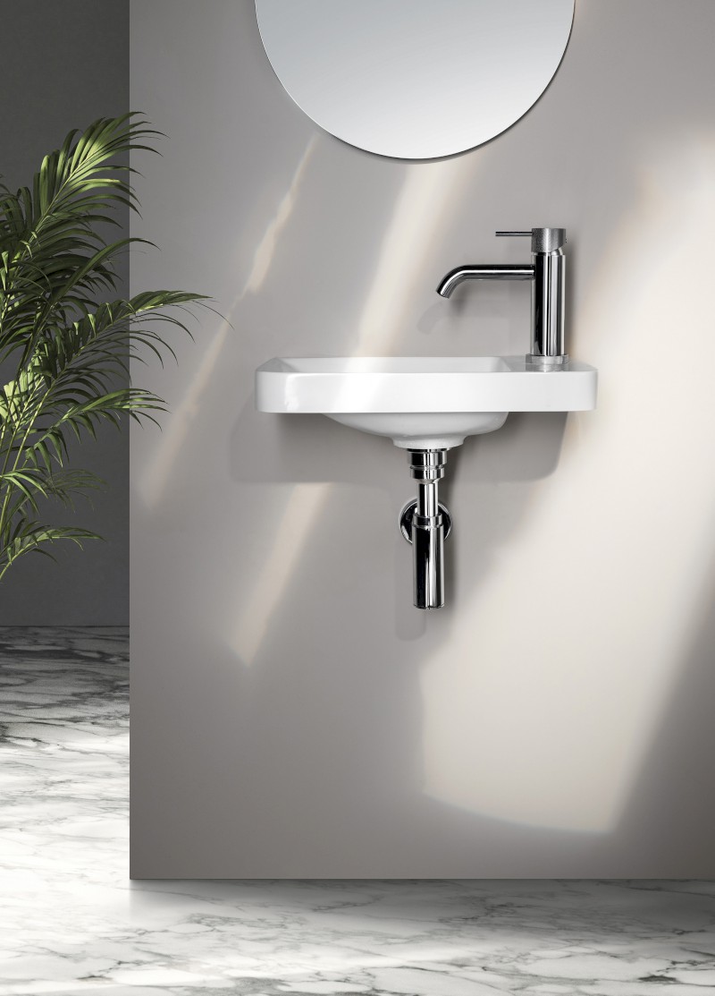 ZORBA umývátko 40x22cm, litý mramor, baterie vpravo, bílá ZB402