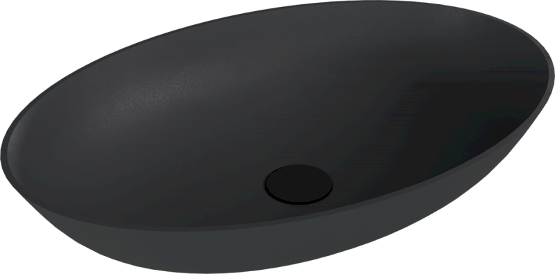BANERA OVAL umyvadlo na desku, litý mramor, 60x40cm, antracit mat 14397.51