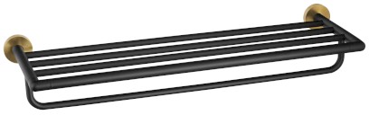 LARISSA polička na ručníky s hrazdou 600mm, černá/zlato mat WS029BG