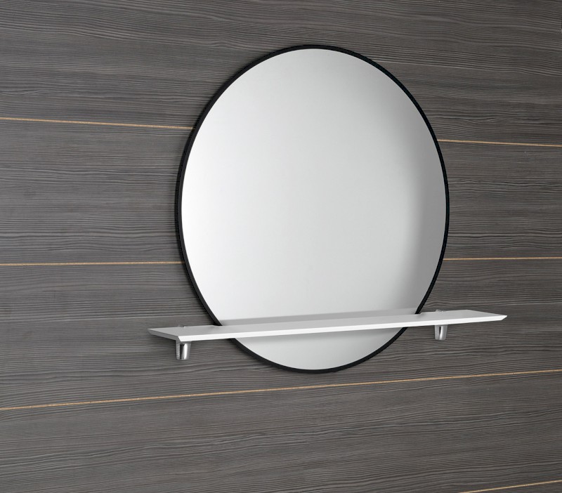 SHARON kulaté zrcadlo s LED podsvícením a s policí ø 80cm, černá mat (E28904CI-01) 31255CI-01