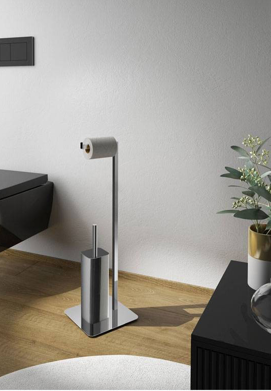 FELIX stojan s držákem na toaletní papír a WC štětkou, hranatý, chrom 133213