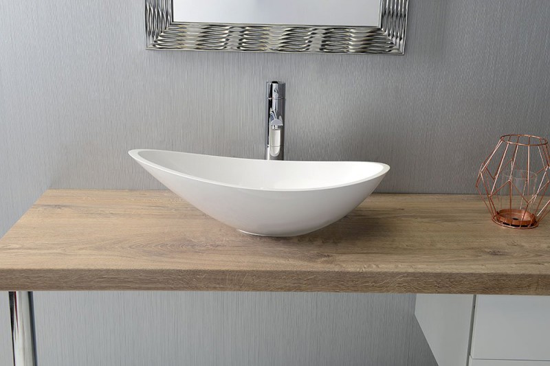 ROSSETA umyvadlo na desku, litý mramor, 56,4x32,3cm, bílá RS564