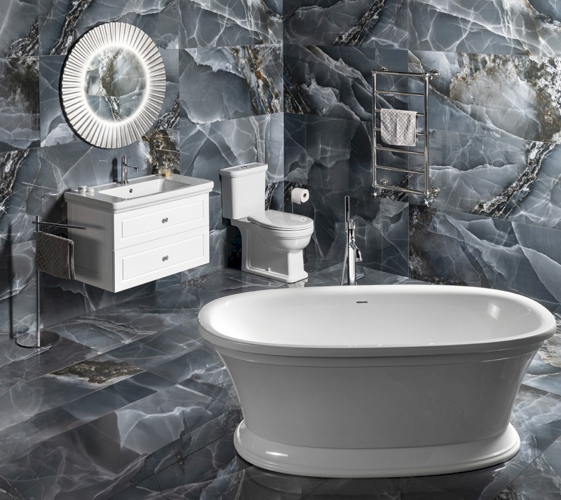 PRIDE STRIP kulaté zrcadlo s LED osvětlením v rámu ø 90cm, stříbrná PD952