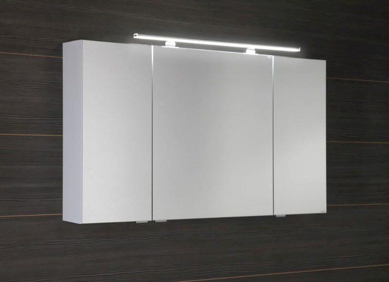 MIRRÓ galerka s LED osvětlením, 3x dvířka, 120x70x16cm, bílá MC121-0030