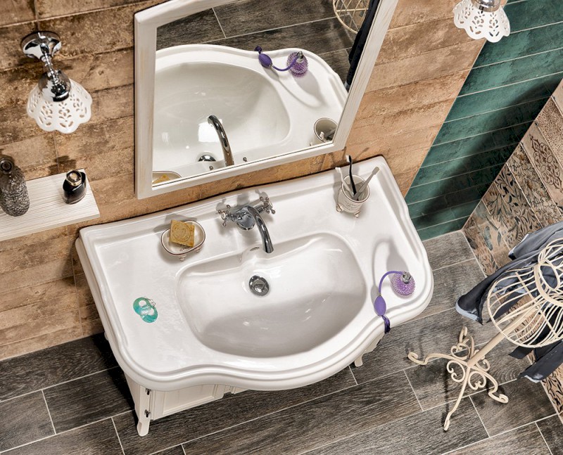 RETRO umyvadlová skříňka 89x80x48cm, starobílá 1621