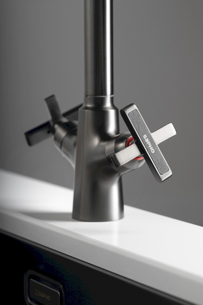 XELLA stojánková dřezová baterie, gun metal XE603GM