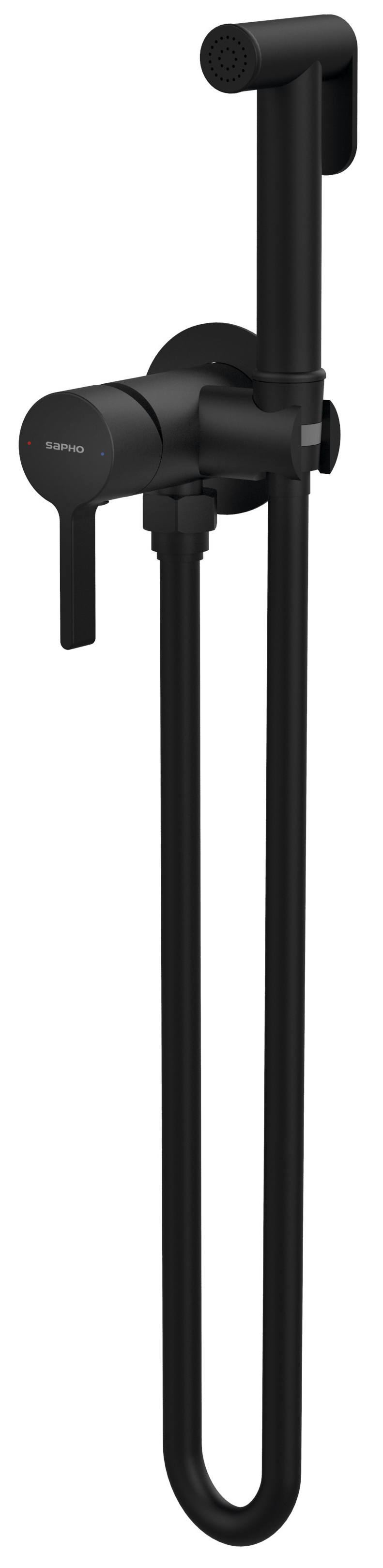 ICONIC podomítková bidetová baterie se Stop sprškou, kulatá, černá mat AF040B