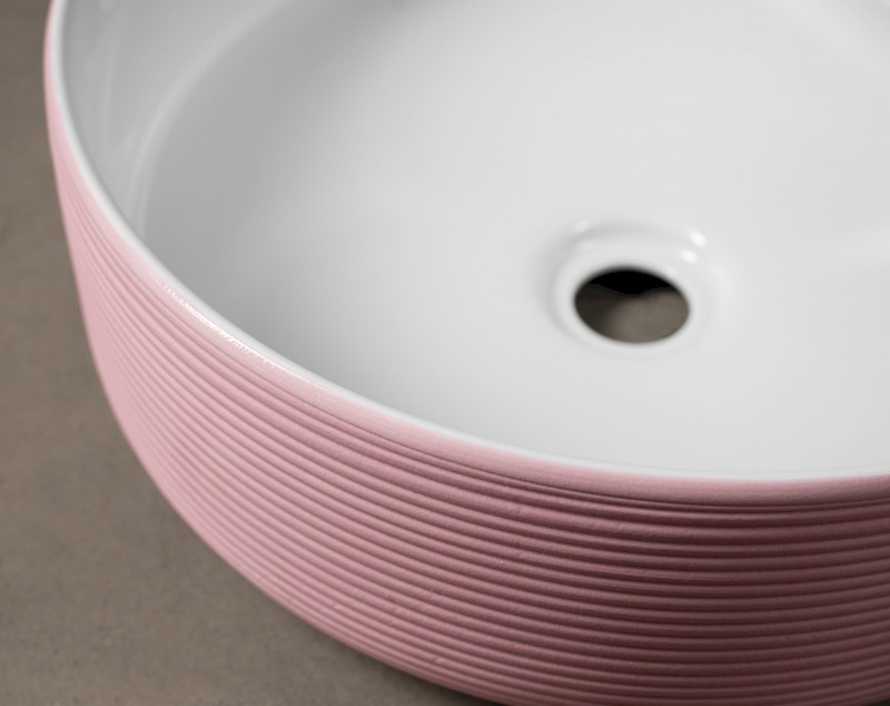 ARDEA keramické umyvadlo na desku, Ø 41cm, růžová AR041