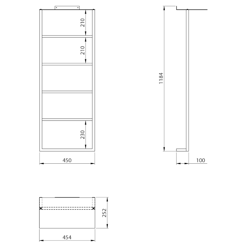 SKA nástěnný sušák ručníků s policí 454x1184x252mm, bílá mat SKA711