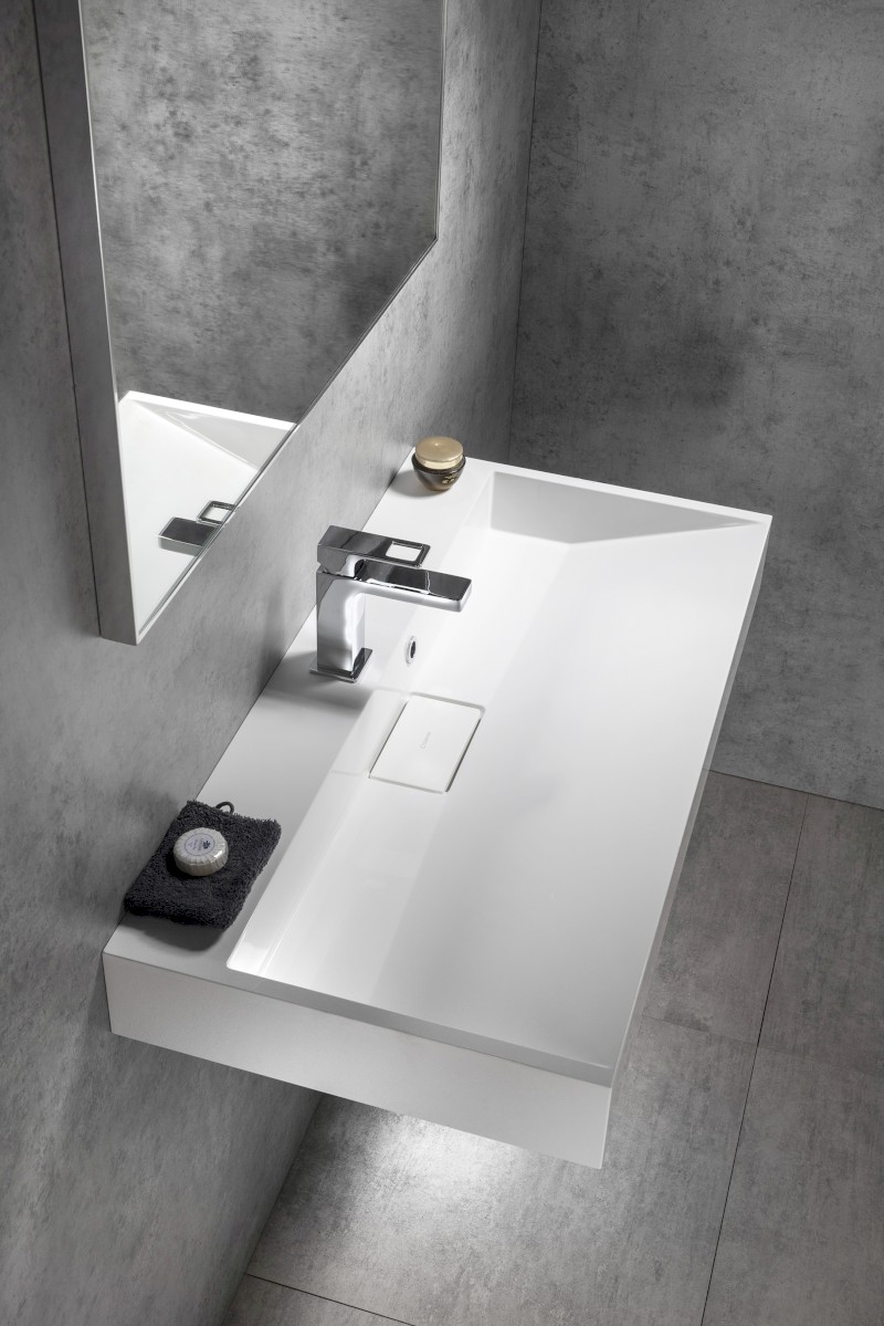 AMUR umyvadlo, litý mramor, 90x46cm, kryt výpusti, bílá 55032